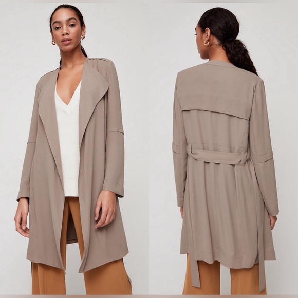 Aritzia Jackets & Blazers - Aritzia Babaton Quincey Flowy Lightweight trench coat Size Medium In Taupe